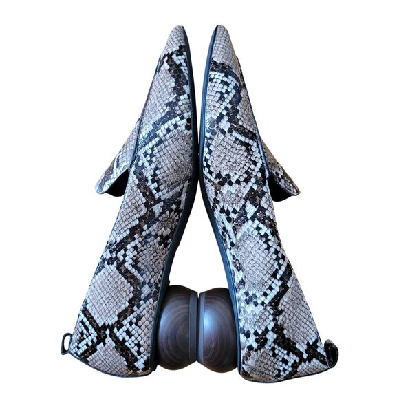 Jeffrey Campbell 8.5 Snake Print Pointed Toe Loafers Wooden Heel VIONA - Picture 7 of 8